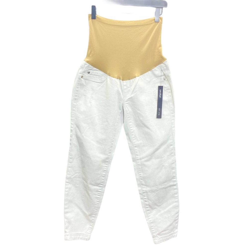 A Pea In The Pod Maternity White Skinny Jeans 27 Distressed Secret Belly Pants